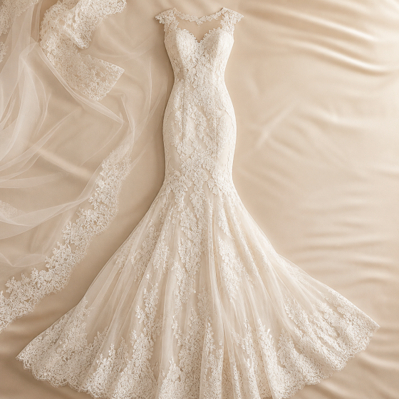 French Mermaid Wedding Dress 2026 Slim Fit Lace Bridal Gown White Train Formal Bride Dress