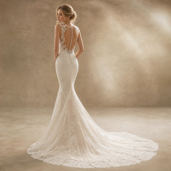 French Mermaid Wedding Dress 2026 Slim Fit Lace Bridal Gown White Train Formal Bride Dress