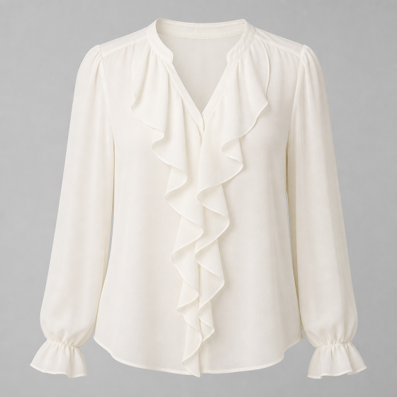 Chiffon Ruffle Trim Blouse