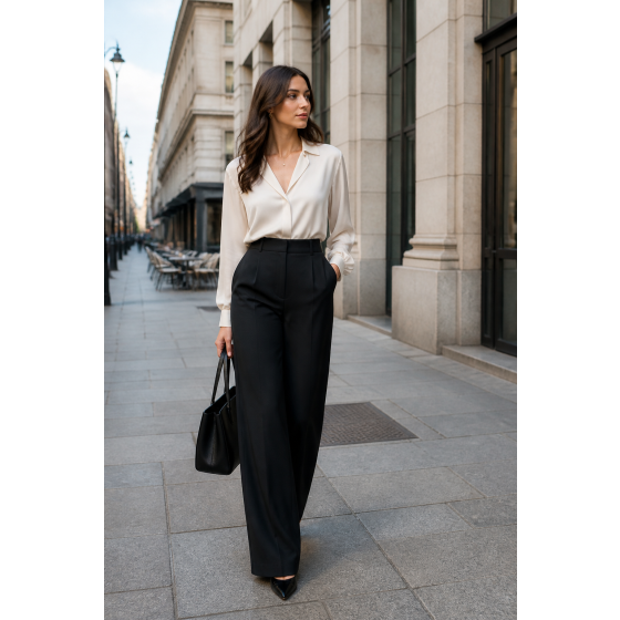 High-Waist Wide-Leg Suit Pants