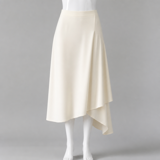 Asymmetric Hem Midi Skirt