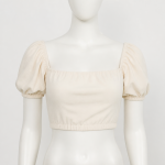 Puff-Sleeve Square-Neck Crop Top
