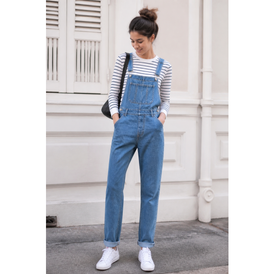 Straight Denim Overalls