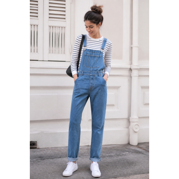 Straight Denim Overalls