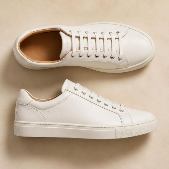 Italian Leather Mens Casual White Sneakers Soft Sole 2026 New Breathable Flat Board Shoes Driving Shoes