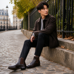 Paris Fashion Mens Chelsea Boots 2026 Genuine Leather Ankle Boots Soft Sole Martin Style Autumn Winter Boots
