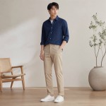 Italian Cotton Mens Casual Pants 2026 Slim Straight Trousers Soft Wrinkle Resistant Business Dress Pants