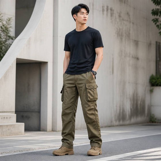 Military Cargo Mens Pants 2026 Multi Pocket Casual Trousers Loose Straight Cuff Outdoor Dual Wear