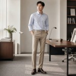 British Business Mens Dress Pants 2026 Wrinkle Free Formal Trousers Slim Straight Office Commute Pants