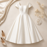 Korean Tea Length Wedding Dress 2026 Minimal Light Bridal Gown Outdoor Travel Bride Dress