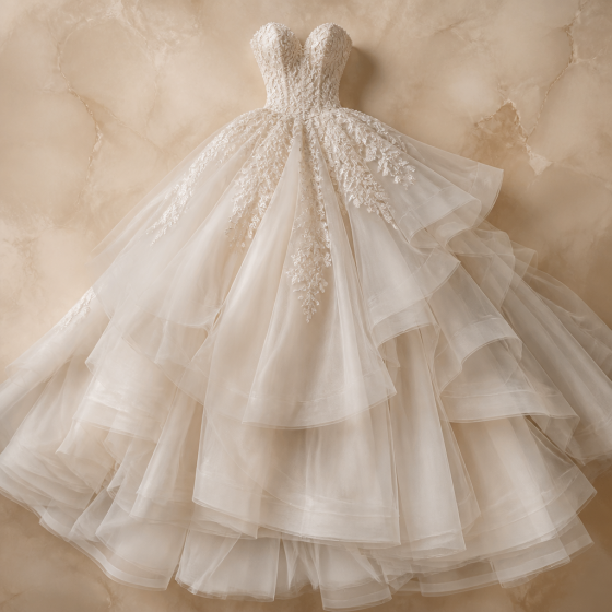 Royal Ball Gown Wedding Dress 2026 Multi Layer Princess Bridal Gown Long Train Luxury Bride