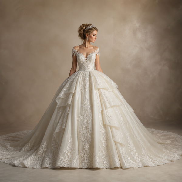 Royal Ball Gown Wedding Dress 2026 Multi Layer Princess Bridal Gown Long Train Luxury Bride
