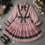 Gothic Lolita Dress 2026 Dark Elegant Long Sleeve Princess Lolita Fashion OP Dress