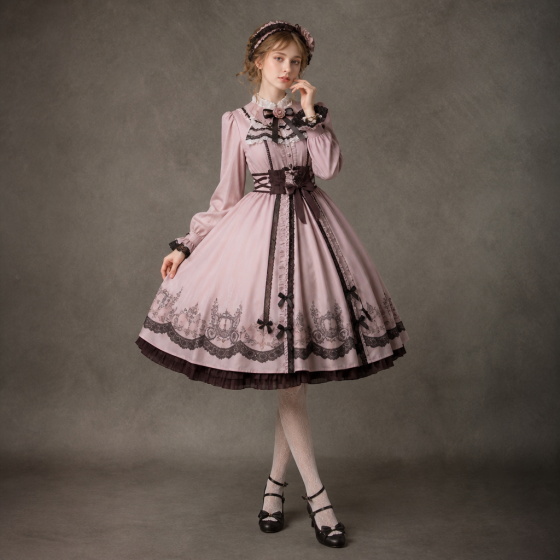 Gothic Lolita Dress 2026 Dark Elegant Long Sleeve Princess Lolita Fashion OP Dress