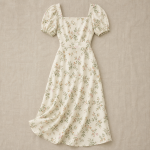 French Fitted Floral Midi Dress