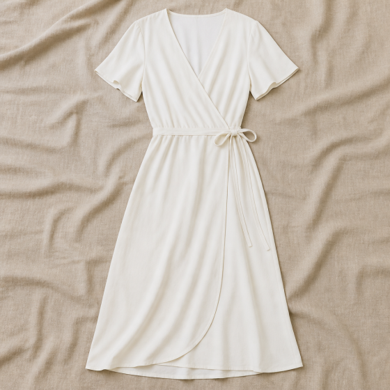 Wrap Front Midi Dress