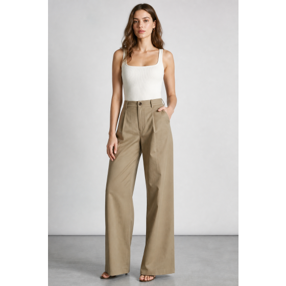 High-Rise Drape Wide-Leg Pants