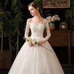 Full Sleeve Lace Wedding Dresses New Luxury Ball Gown