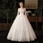 Full Sleeve Lace Wedding Dresses New Luxury Ball Gown